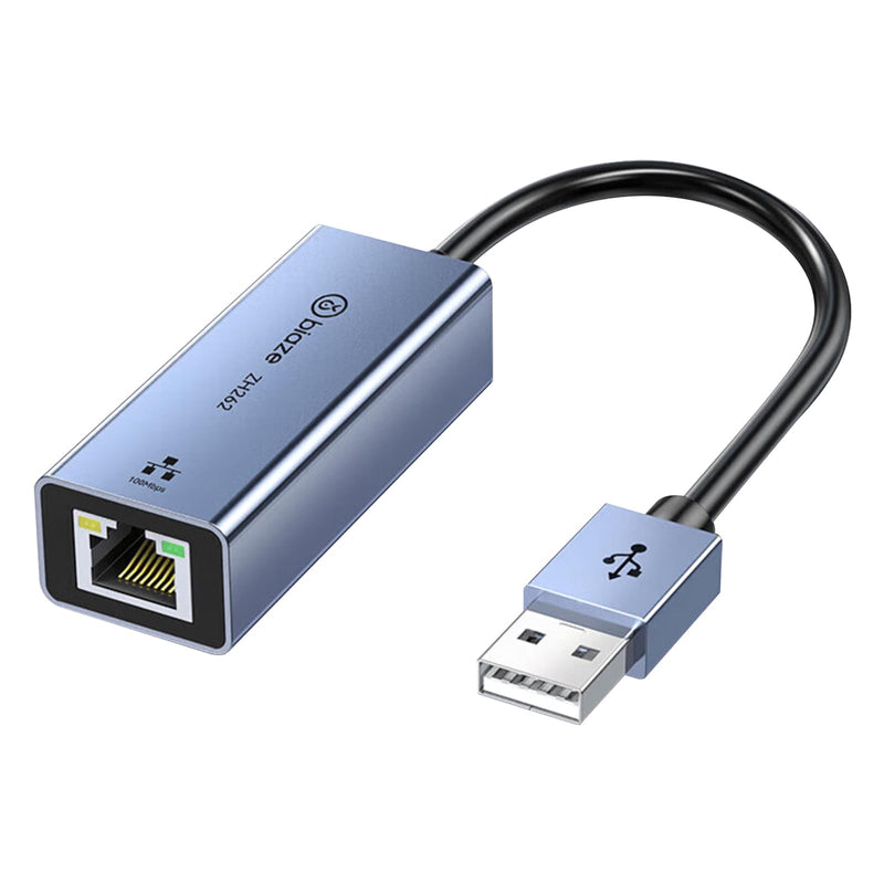 USB to Ethernet Adapter, USB to RJ45 LAN Converter, 100Mbps Fast Wired Network Adapter for Laptop, PC, macOS, Windows, Linux - Compact Aluminum Shell, Plug & Play