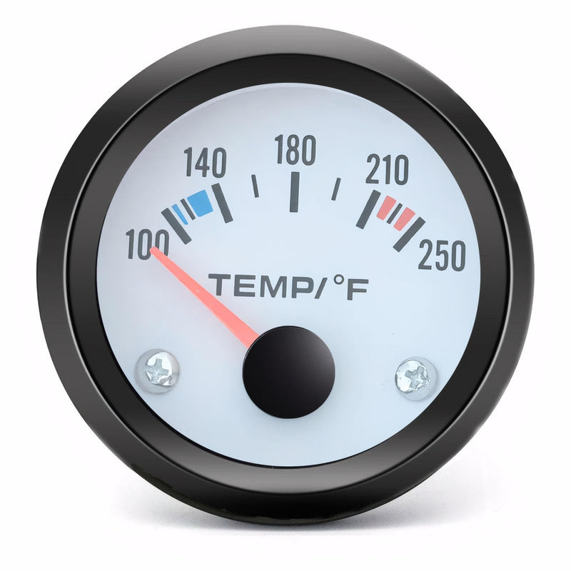 2" 52mm Water Temperature Gauge 100-250℉ with Sensor, 12V Digital Temp Meter Kit for Marine, Boat, Car, Truck, Automotive Engine Cooling System (White)