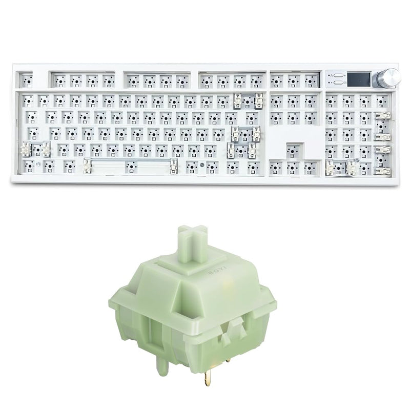 BOYI GMK104 Barebones Keyboard&35pcs HiFi Linear Switches,VIA Programable BT5.0/2.4GHz/Type-C Hot-Swap RGB Custom DIY Mechanical Keyboard WIith 5-Pin Pre Lubed Mount Cream Silent Switch