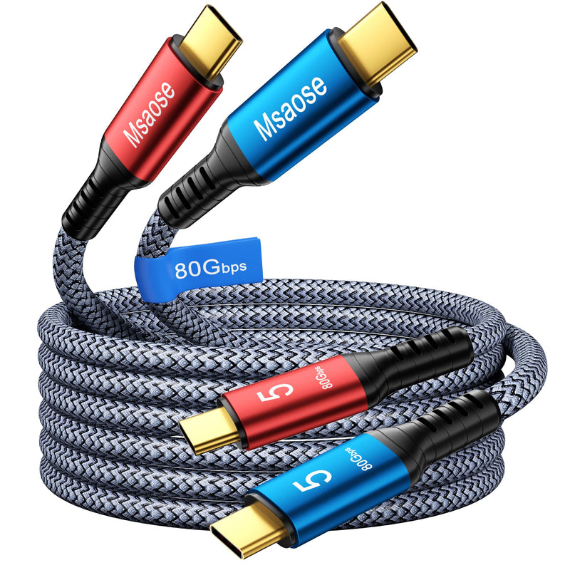 Braided Thunderbolt 5 Cable 5FT 2Pack Compatible, 8K@165Hz, 4K@540Hz, 80Gbps, 120Gbps BW, 240W PD for Thunderbolt 4/5, Mac mini, Razer Blade, MacBook Pro M4 M5, iPhone 17, USB4 2.0