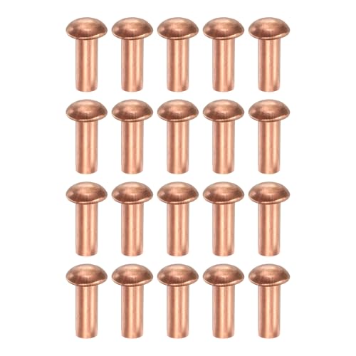 uxcell 150 Pcs Copper Solid Rivets, 0.16"x0.39" Half Round Head Rivet Metal Fasteners for Electrical Applications, Leather DIY Craft Supplies (M4x10) 0.16"x0.39"