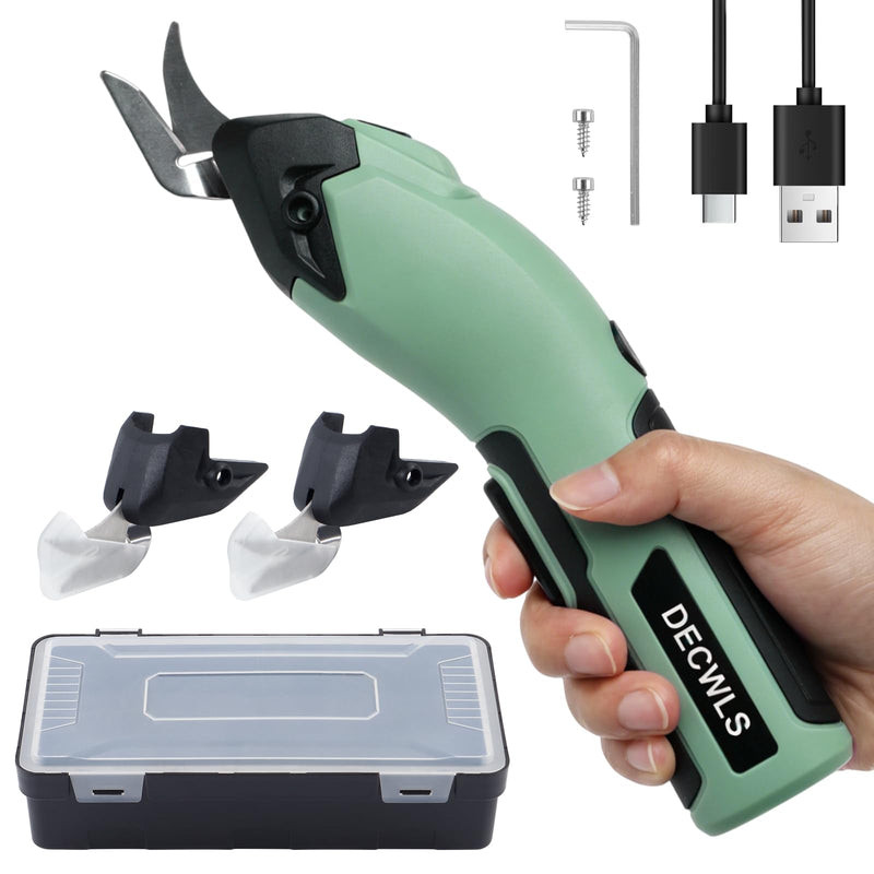 Cordless Electric Scissors for Fabric, 4V Rechargeable Cardboard Scissors with 3 Replaceable Sharp Blades, Electric Shears for Cutting Fabric, Cardboard, Carpet, Leather, Felt