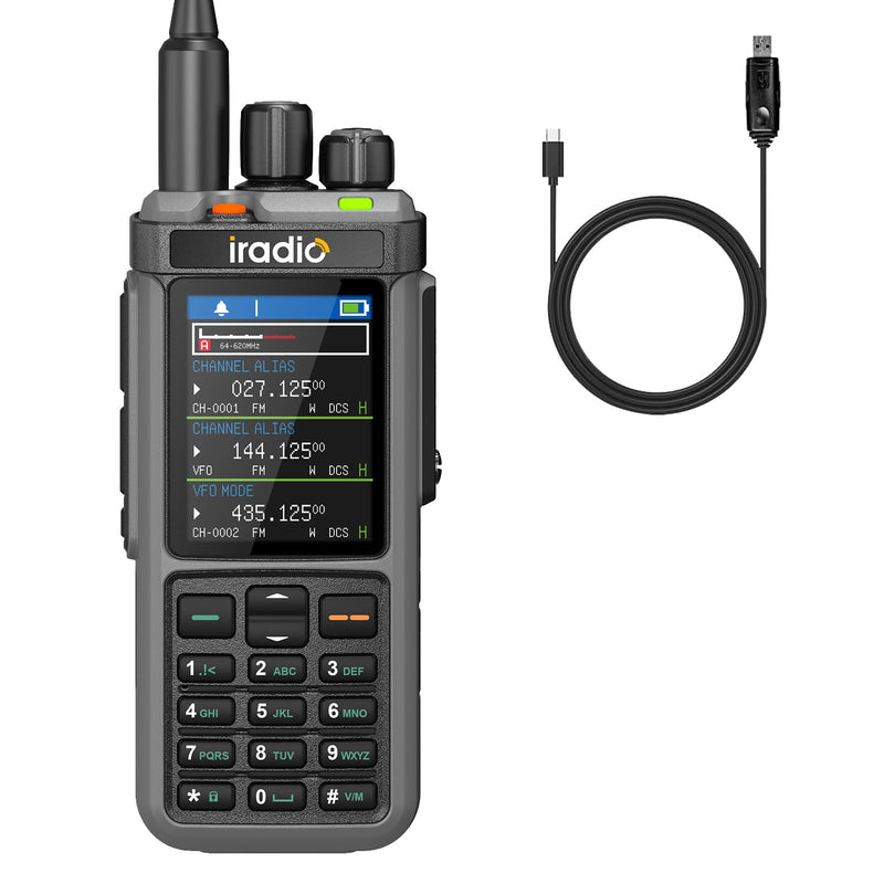 Iradio UV-98 Plus 10W Multi-Band Long Range Walkie Talkie,18–1000 MHz HF/VHF/UHF Ham Radio with FM/AM/SSB, Cross-Band Repeater & NOAA Shortwave, USB-C Quick Charge (with Programming Cable)
