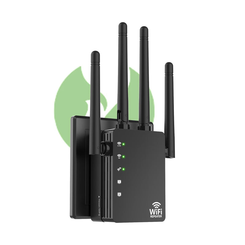 WiFi Extender Signal Booster for Home, WiFi Extender, Long Range up to 12880 Sq Ft and 105 Devices, Internet Extender WiFi Booster, WiFi Repeater with Ethernet Port, Signal Booster(Black) Black-A