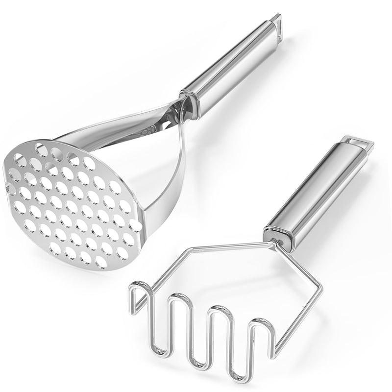 18/0 Stainless Steel Potato Mashers, 10.7-in Kitchen Masher Tool for Avocado Vegetable Sauce Butter, Heavy Duty, Dishwasher Safe, Pack of 2 Potato mashers - 2PCs