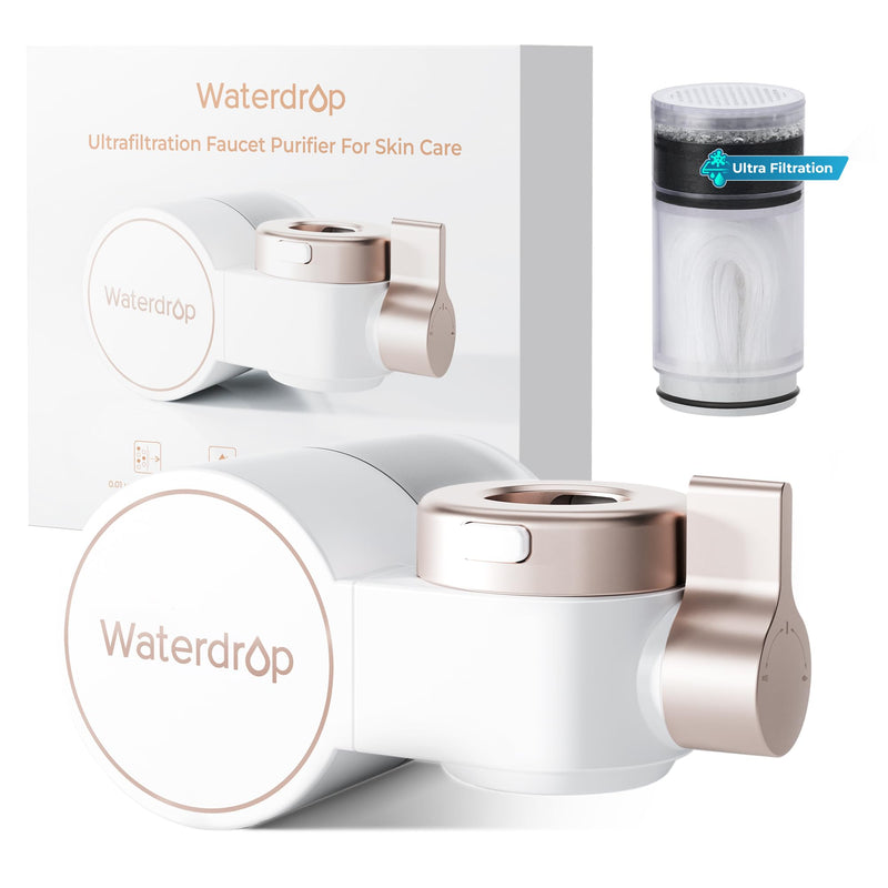 Waterdrop BFT1 Skincare Bathroom Sink Filter, Water Filter for Sink Faucet, 0.000001 mm, Reduces 99.9% Chlorine, Skin Redness & Scale Control, Water Softner, NSF Certified (1 Filter Included) Rose Gold-BFT1
