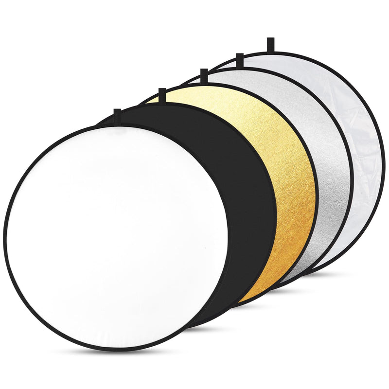 5-in-1 Light Reflector 43 Inch/110 cm Photography Diffuser Collapsible Portable with Bag，Gold Silver White Black Translucent for Studio and Outdoor Lighting (43'' (110cm)) 43'' (110cm)