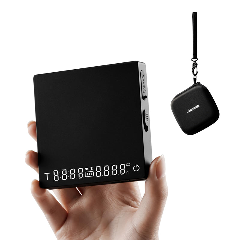 MHW-3BOMBER Super Mini Espresso Scale with Timer, Digital Coffee Scale with Espresso/Pour Over/Manual Mode, Rechargeable Coffee Bean Scale, Portable Scale with a Storage Bag for Outdoor Use,ES5788B Micro-3.35 in