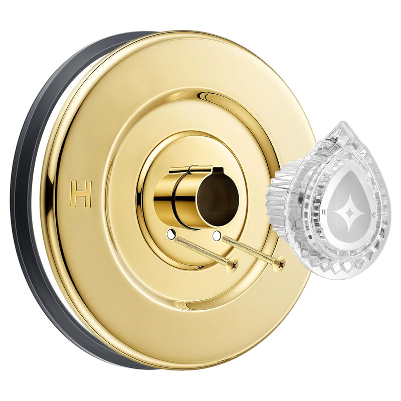 Enhon Tub and Shower Trim Kit, Shower Trim Compatible with Moen Chateau T470 Single Handle Tub/Shower Standard Valve, Escutcheon Screws Tube and Handle(Polished Brass) Polished Brass