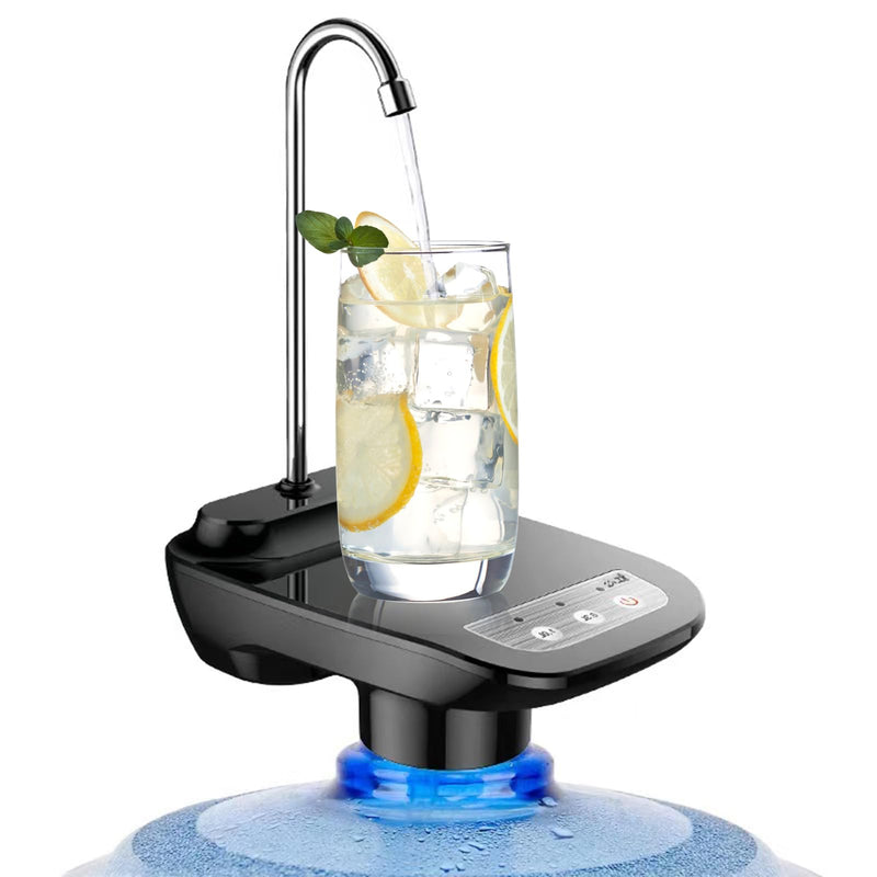 5 Gallon Black Drinking Water Dispenser Pump, Automatic Electric Desk Water Pump for 1-5 Gallon Water Jugs, Portable Rechargeable Electric Water Bottle Pump for Home, Kitchen, Office, Camping