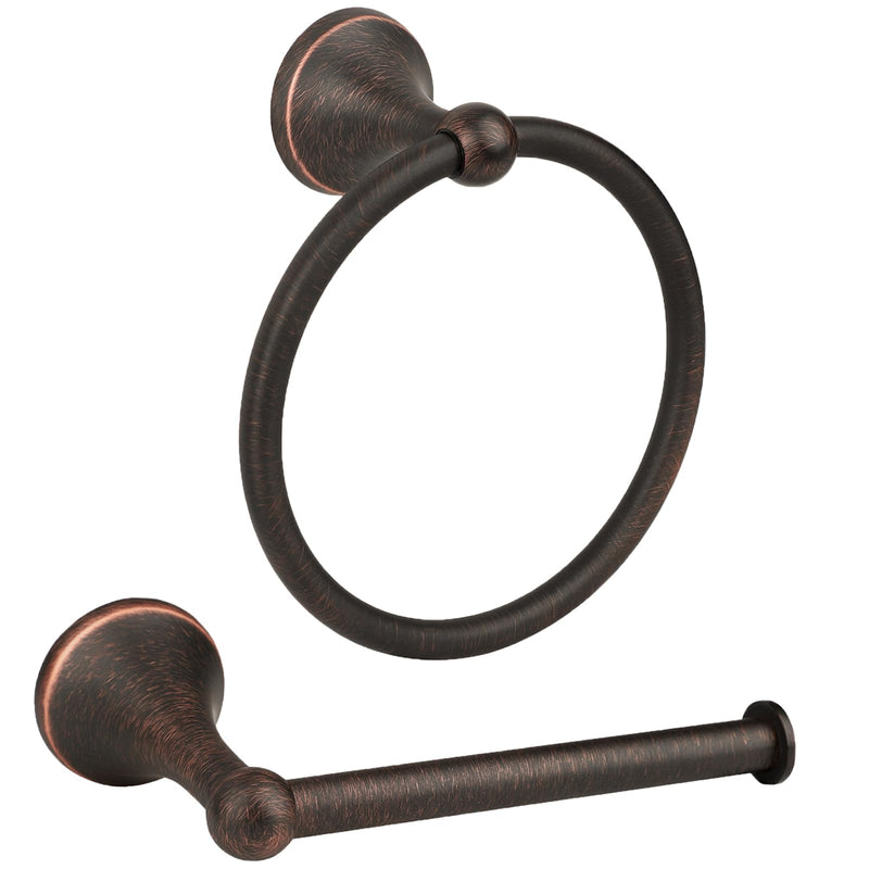 Oil Rubbed Bronze Toilet Paper Holder Antique Wall Mount,Towel Ring Bronze,Toilet Tissue Roll Holder and Hand Towel Holder Set for Bathroom, RV, Bathroom Hardware Accessories Set Bronze Oil Rubbed Bronze