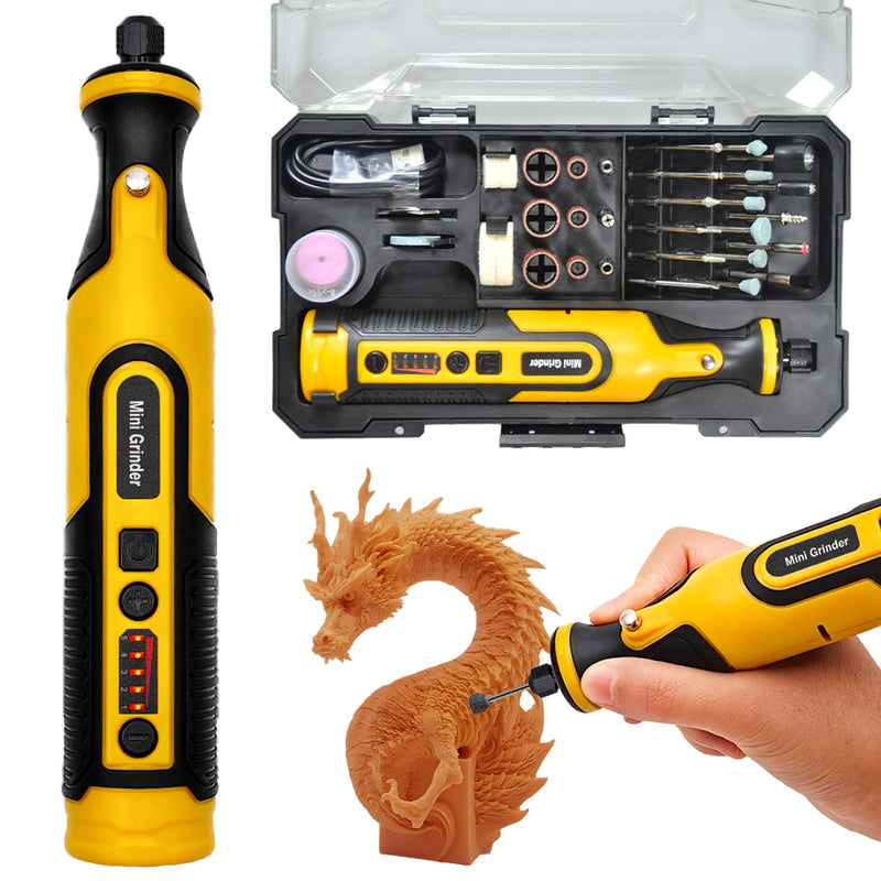 5-speed Adjustable Cordless Grinder Set, 7.2V LED Light Mini Tepy-C Cordless Electric Rotary Sander with 59 Attachments for Drilling, Sanding and Polishing 3D Printed Resin Models Mini 7.2V Cordless Rotary Tool