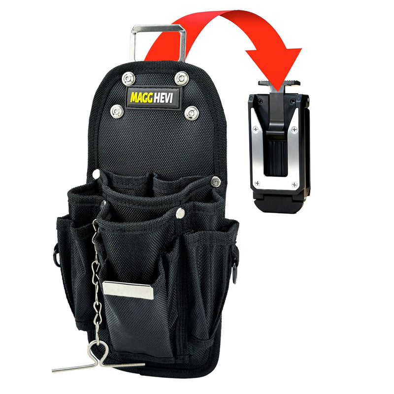 [MAGG HEVI] Tool Pouch with Belt Clip, Quickly Attach and Release from Tool Belts, Utility Tool Organizer Pouch for Electrician, Carpenter, Construction, Technician