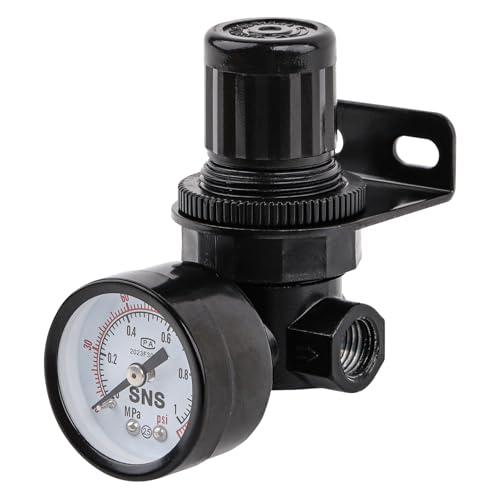 SNS Air Compressor Pressure Regulator With Bracket and Gauge Female Thread 1/4 NPT Adjustable R-N07BG 1/4 inches