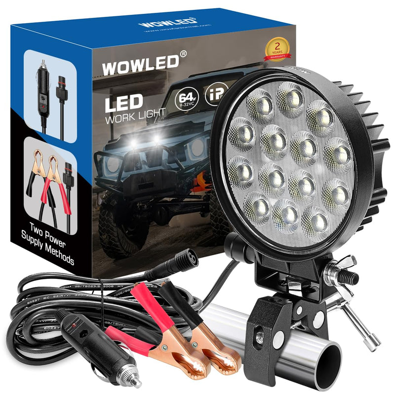 LED Boat Spotlight with Mounting Clamp, Super Bright LED Work Light 12V Marine Spot Lights for Boats Night Fishing, Battery Clamps/Cigarette Lighter Power Boat Headlights for Kayaking Camp Truck RV