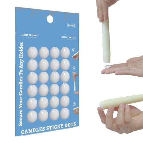 White Candle Adhesive Dots, 24/Pack Wax Stickers for Taper Candles Candle Sticky Dots -24/Pack
