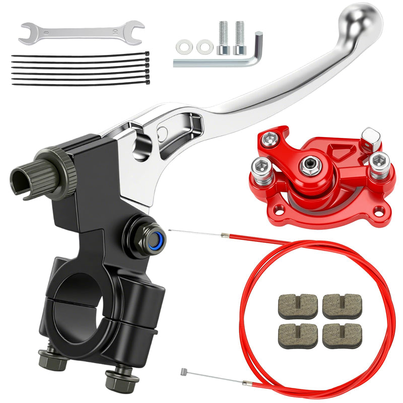 Mini Bike Brake Lever Kit Replacement for Coleman Minibike CT100U CC100X Motovox MBX10 MBX11 Monster Mega Moto 80cc 105cc Baja Doodlebug DB30 GMB100 79cc 100cc Parts with Rear Brake Caliper Red