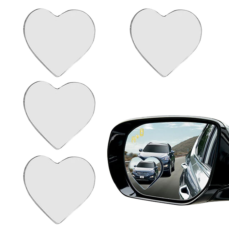 Heart Shaped Blind Spot Mirrors – 4PCS Stick-On Adjustable Small Convex Mirror, Universal Fit for Cars & SUVs, Cute Heart Shaped Blind Spot Mirror Design for Safety