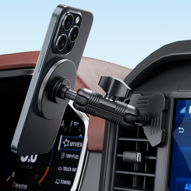 Car Vent Metal Magnetic Phone Mount Compatible with 2021-2026 Ford F-150 | 2022-2026 F-150 Lightning XL & PRO | 2023-2026 Ford Super Duty| 20 Magnets Non-Block Air Vent | 360° Rotation All Smartphones
