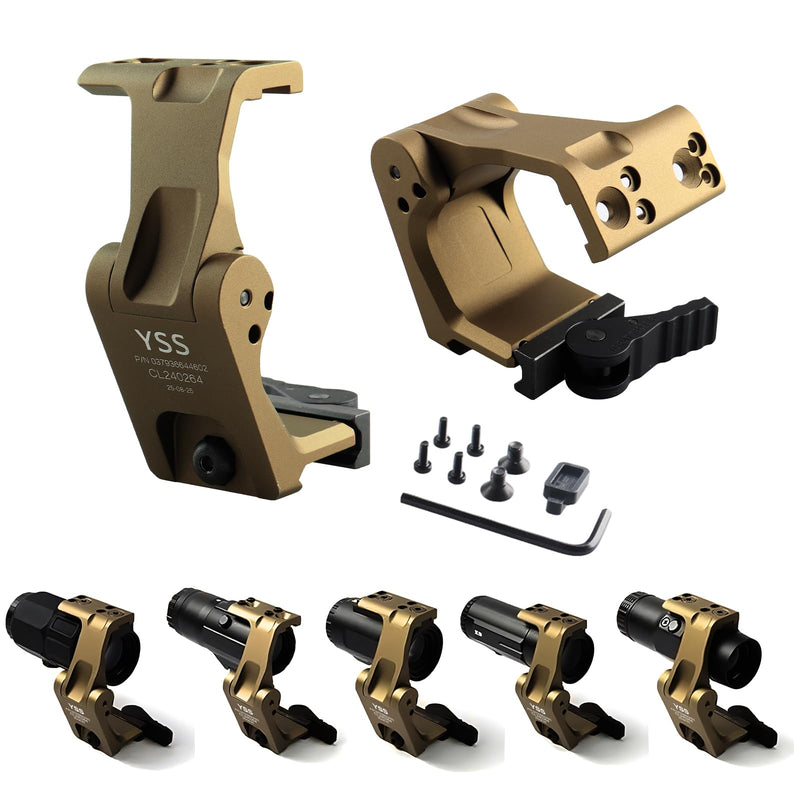 YSS FTC Magnifier Mount with Fast QD Lever Compatible G33 G43 G45 3X 6X Etc Flip to Center Magnifiers Scope Mount 2.26" Optical Centerline Height Riser Mount (tan)