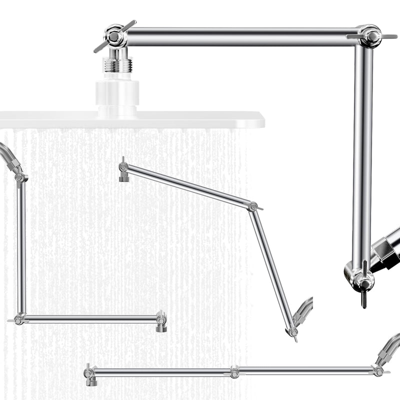 20 IN Shower Head Extension Arm, Anti-Leak Adjustable Shower Arm Extender for Rain & Handheld Shower Head, Extended Shower Head with G1/2 Universal Connector Compatible (Extend, Chrome) 20IN