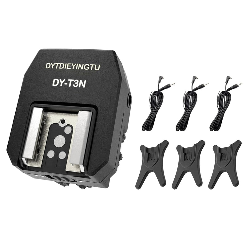 DY-T3N for Nikon Camera Flash Hot Shoe Adapter Mount Top-Mounted Expansion Accessory: Multi-Flash synchronous Shooting with Cable Converter A Set with 3 Wires (DY-T3N N03) DY-T3N N03