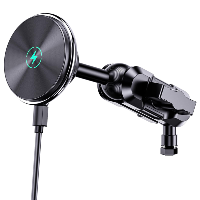 Dash Mount Wireless Charger Magnetic Holder with Metal Double Socket Arm | Fits 2013-2026 Kaishengyuan Metal Base | 20 Magnets | Double Socket Arm | 360 Rotation | 0.98in Ballhead | Magsafe Smartphone