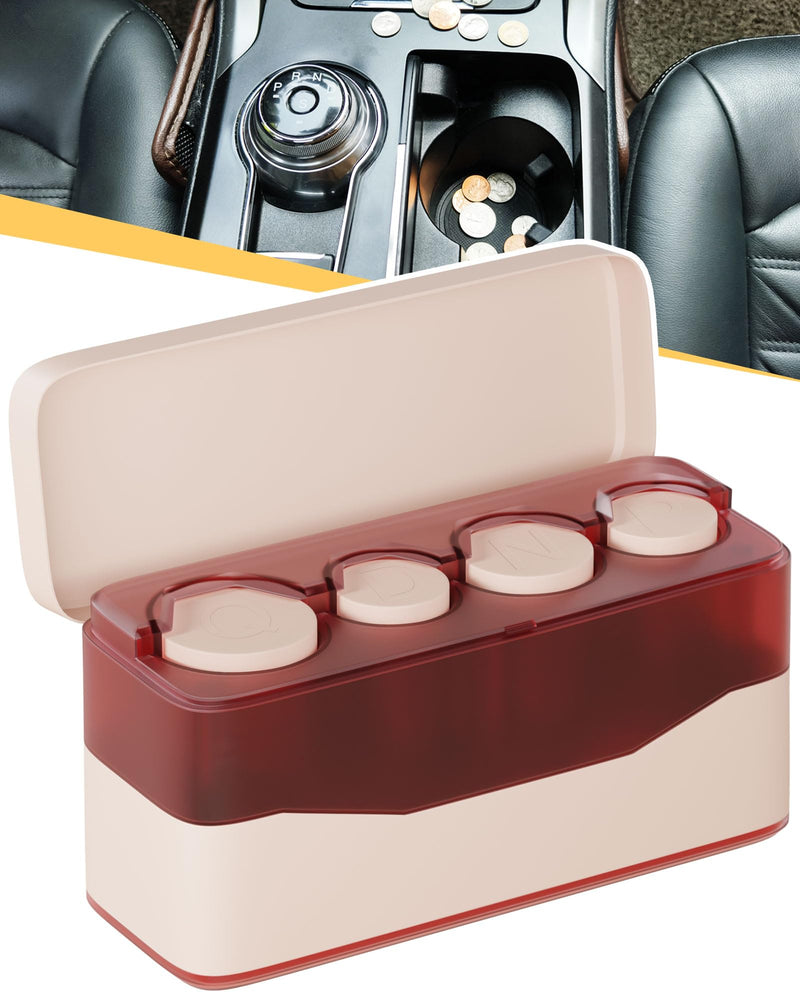 Coin Holder for Car Change Organizer Larger Capacity, Compatible with Coins of Different Size, Universal Storage Coin Money Dispenser Fit for Most Vehicle Truck Accessories Transparent Brown White 1-PACK TRANSPARENT COFFEE MILK