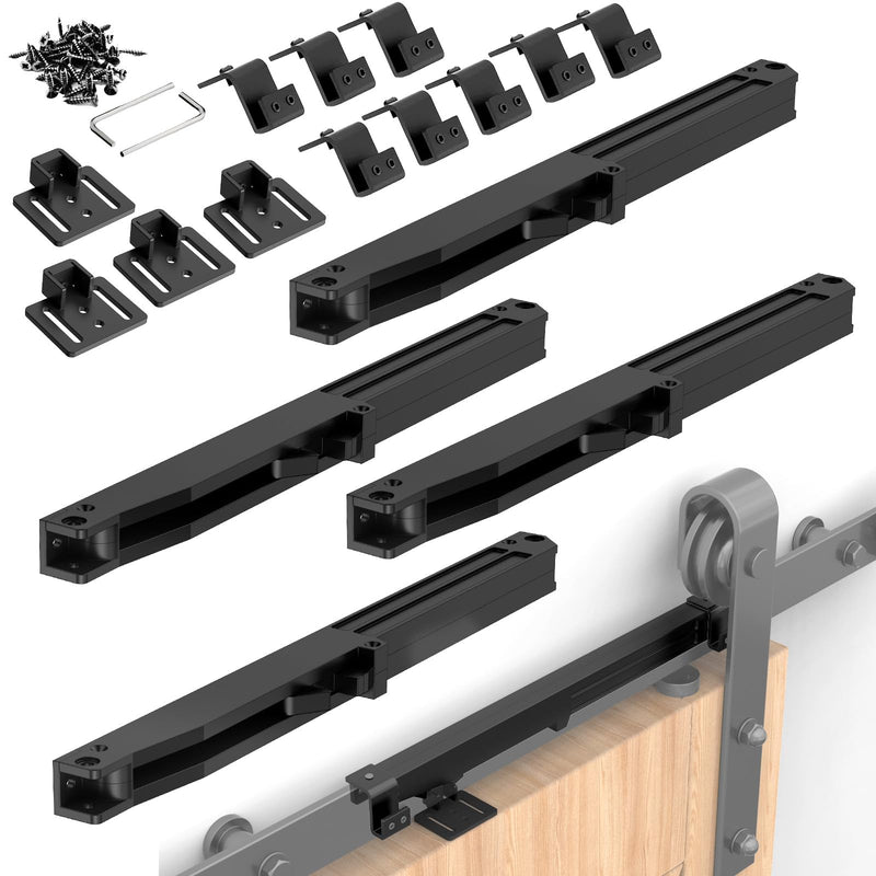 Barn Door Soft Close Hardware Kit, Barn Door Buffer Damper Stopper is Suitable for Most Flat Track Sliding Doors Systems.Supports Doors Weighing 88-132 lbs,No Hole Installation (Black 4pcs) Black 4pcs