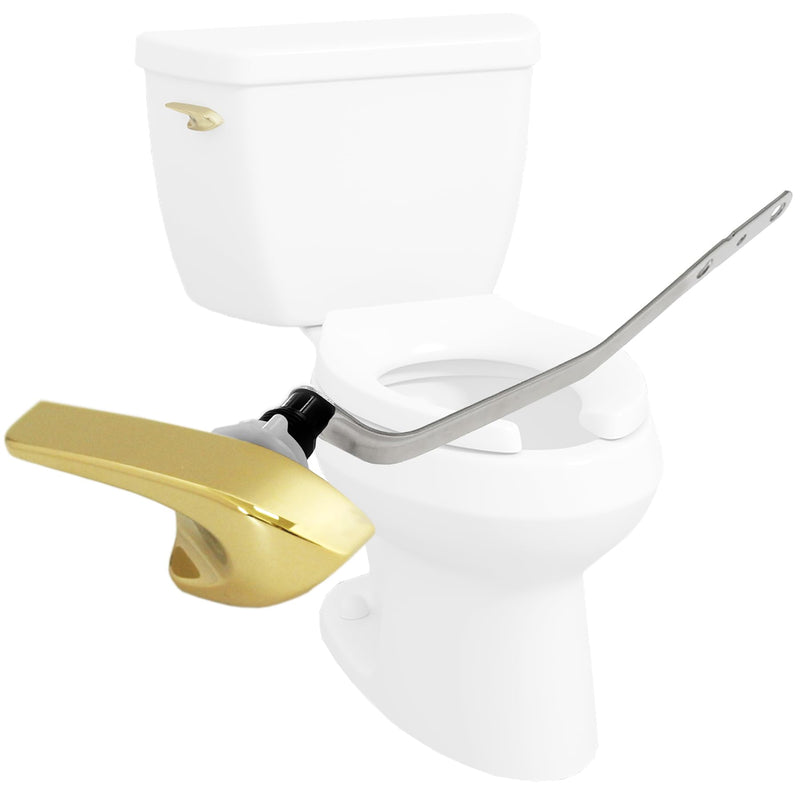 Side Mount Toilet Handle Fit for Kohler 87115-VF, Gold Toilet Flush Handle Replacement Kit Toilet Lever Compatible with Kohler Tank, Polished Gold