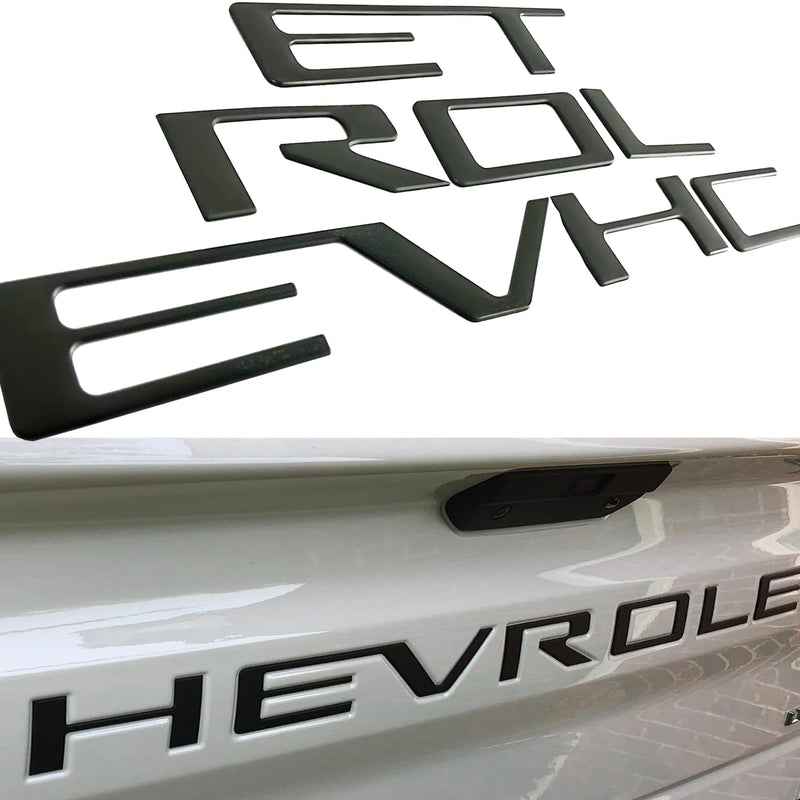 Tailgate Insert Letters Compatible with Chevy Silverado 2019 2020 2021 2022 2023 2024 2025 Accessories 3D Rear Emblems Badge with Strong Adhesive Matte Black