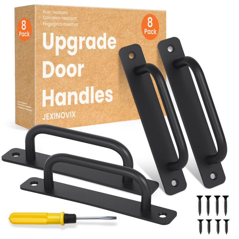 Barn Door Handles, 7.1" Gate Handle Outdoor Fence, Black Door Pulls Handle, Aluminium Alloy Sliding Closet Door Handle For Bifold Door, Kitchen, Cabinet, Bathroom, Closet, Garage Shed (8 Pack) 7.1" 8 Pack