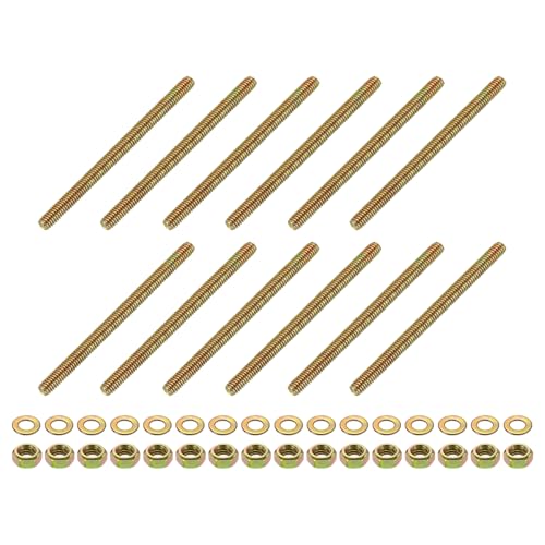 uxcell 12Pcs Fully Threaded Rod, 5/16" UNC x 4-1/2" Length Zinc-Plated Carbon Steel Fully Threaded Studs with Nuts and Washers for Clamps, Hangers and U-Bolts, Color Zinc 5/16"x4-1/2" 12