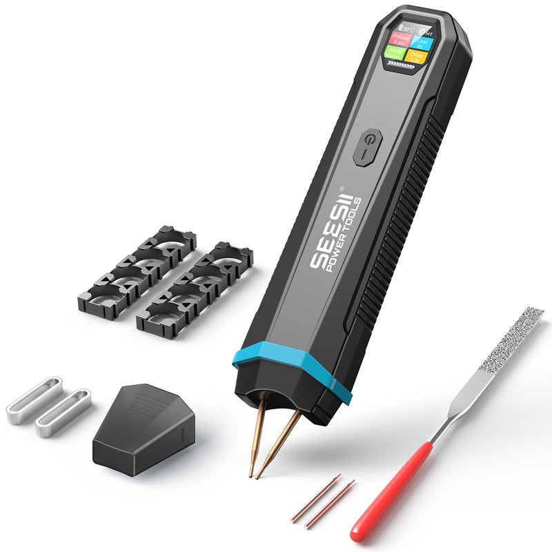 SEESII Battery Spot Welder: Battery Welder with Visual Display, 3360W Max Power with 1-99 Gears, Copper Tips, Portable Spot Welder for Battery DIY, Repairs, Outdoor Use Black