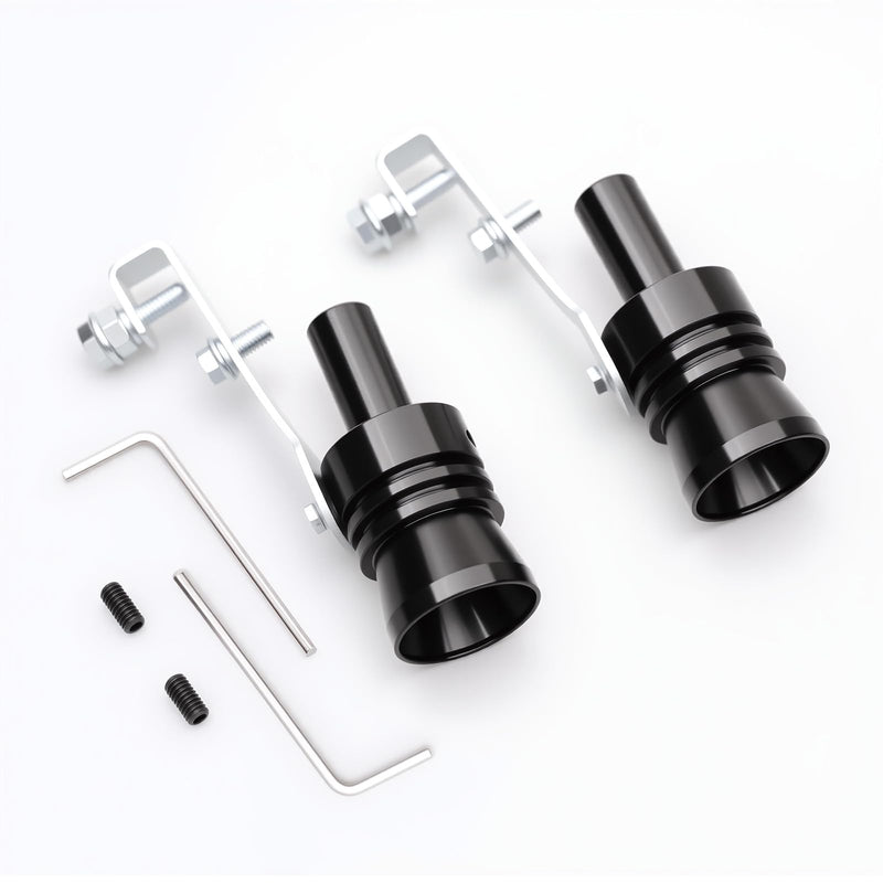 Aluminum Alloy Universal Turbo Sound Exhaust Muffler Pipe Whistle Car Roar Maker Red (balck, XL) balck