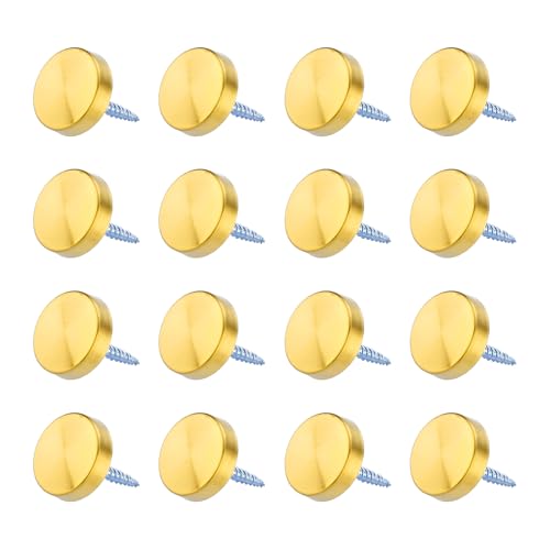 16 Set Brass Decorative Screws Caps Covers, Gold Decorative Screws with Caps 0.63"/16mm for Mirrors, Furniture, Signage, Advertising Hardware 16mm