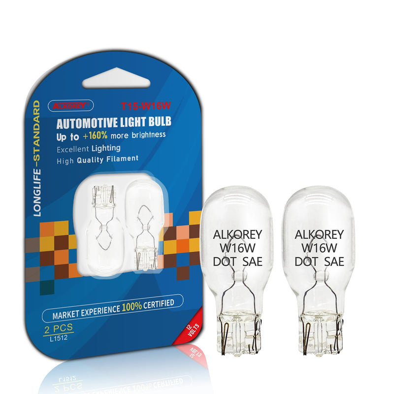 W16W T15 912 921 12V 16W Back-up Reverse Lights,Car Turn Signal Bulbs,2700K Warm White Automobile Lamps,2 Pack