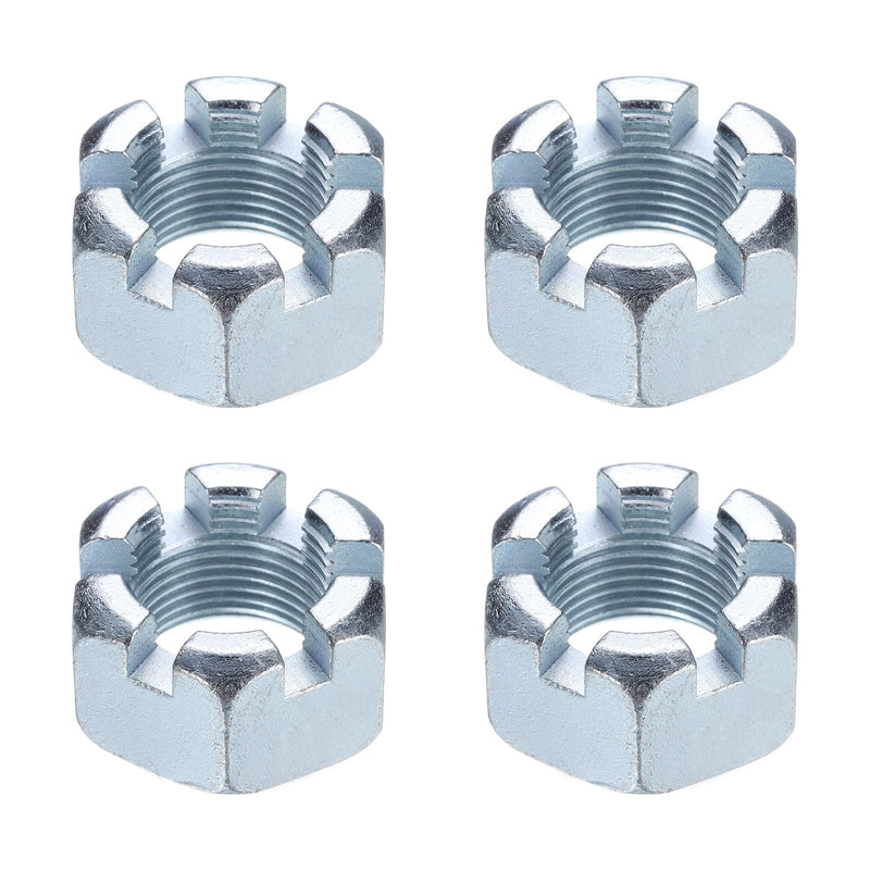 uxcell 1-1/8"-12 Hexagon Slotted Nut, Grade 6.8 Zinc-Plated Carbon Steel Hex Nuts Good for Machinery Repairing, Silver, 4Pcs 4