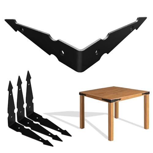 Farmhouse Metal Corner Brackets Decorative Wood Table 6.1" Matte Black Corner Protectors for Retro Industrial Wood Dresser Nightstand TV Stand Bed Frame(Height:1.3") 4Pcs Height:1.3" Length:6.1"