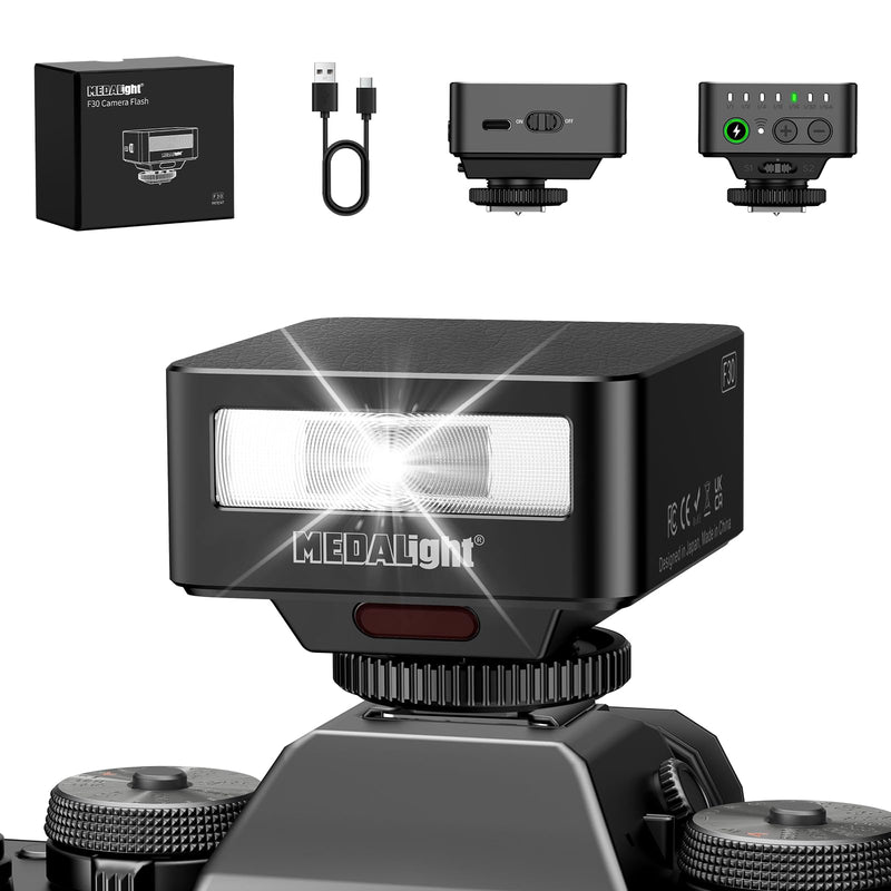 F30 Mini Camera Flash,GN15 Camera Flash 7 Power Levels Manual Hot Shoe Flash for Sony ZV1/Ricoh GR3 /Nikon/Canon/Fuji/Digital Film Cameras/DSLR Camera（Not Compatible for Sony ZV-1F.