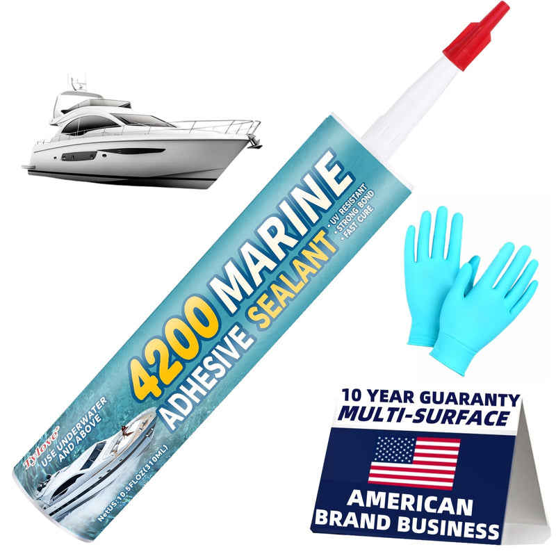 [Crystal Clear] 4200 Marine Sealant Clear - UV-Resistant Waterproof Adhesive for Boats, Windows, Glass & Marine Applications Eco-Friendly, Low Odor (10.5 Oz Tube) Crystal Clear