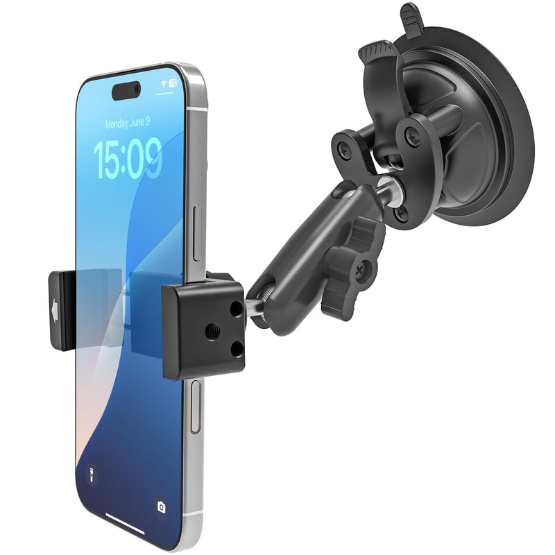 Vacuum Suction Cup Phone Mount for Car Truck Helicopter Airplane | Metal 360° Rotatable Windshield Dashboard Firm Grip Smartphone Holder, Fit for iPhone17 16 Pro Max 15 14, and 4-7" Cellphone
