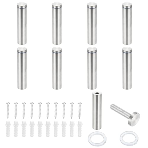 PATIKIL 1x4.7" Standoff Screws, 8 Pack Stainless Steel Stand Off Wall Mounts Wall Sign Mounting Hardware Advertising Standoff Nail for Hanging Acrylic Signs Picture Frame, Silver 1x4.7"
