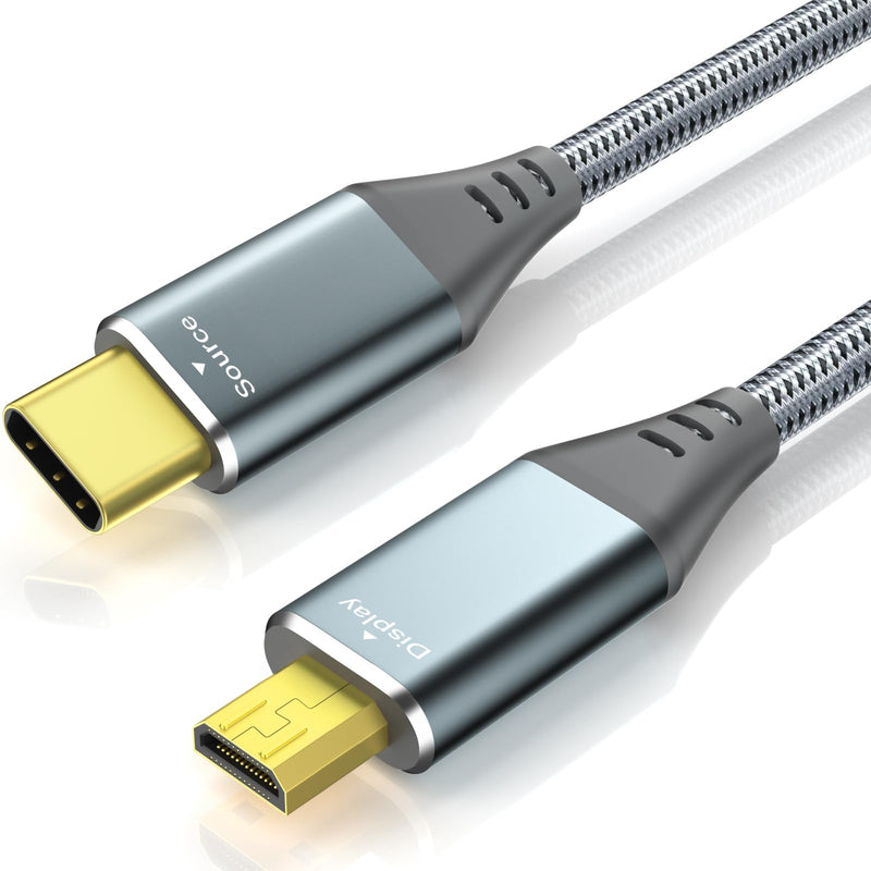 USB C to Micro HDMI Cable 6ft, 4K 60Hz 18Gbps Braided Aluminum for USB C Devices- Samsung Freestyle/ASUS XG17AHP/M80B/Odyssey G8 OLED, Portable Monitor (Source-to-Display)