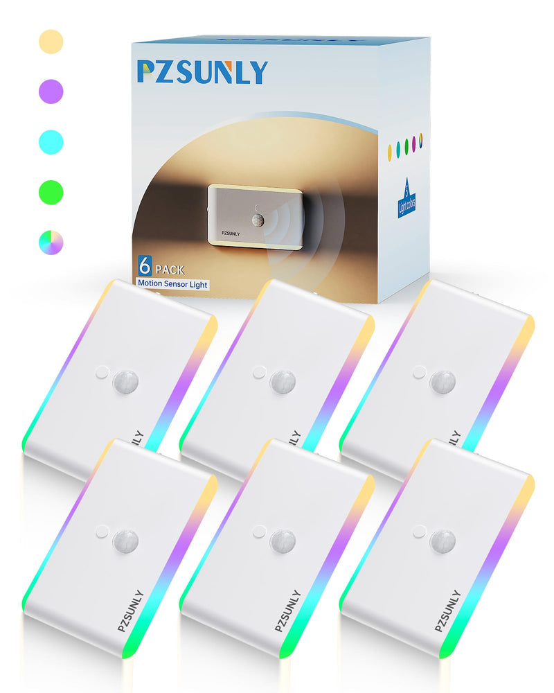 6 Pack Motion Sensor Night Light,Rechargeable Stair Lights, Motion Sensor Light Indoor, Battery Operated Night Light for Hallway, Stairway, Bathroom, Bedroom, Kitchen