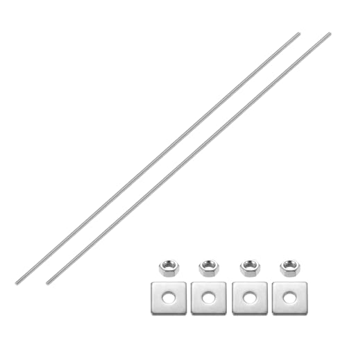 uxcell 2Pcs Fully Threaded Rod, M6 x 500mm 304 Stainless Steel Fully Threaded Studs with Nuts and Washers for Clamps, Hangers and U-Bolts, Silver 2
