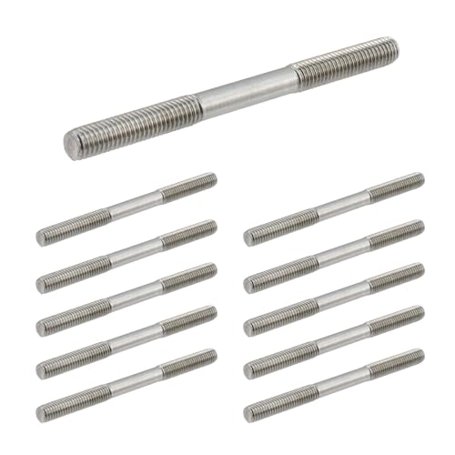 10 Pack M8 X 100 Double Ended Stud Long Screws Stainless Steel Dual Threaded Rod Bolts Hardware Accessories for Outdoor Maintenance Anchor Bolts Clamps