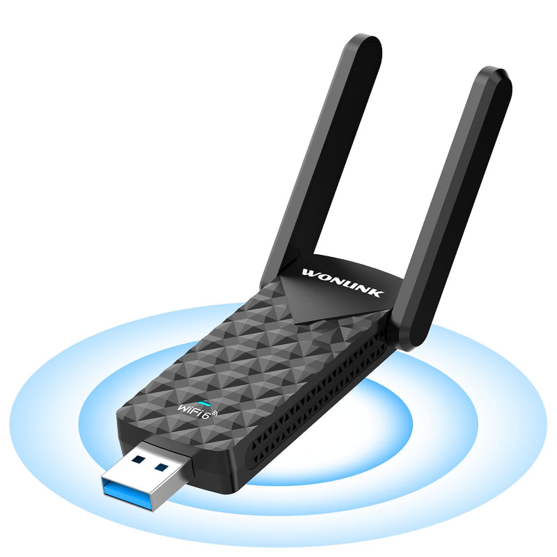 AX1800 USB WiFi 6 Adapter NA1602,Dual Band WiFi Adapter for Desktop pc with 2 Antennas, WPA3，MU-MIMO，2.4GHz/5GHz USB 3.0 WiFi Dongle Compatible with Windows 10/11 Black