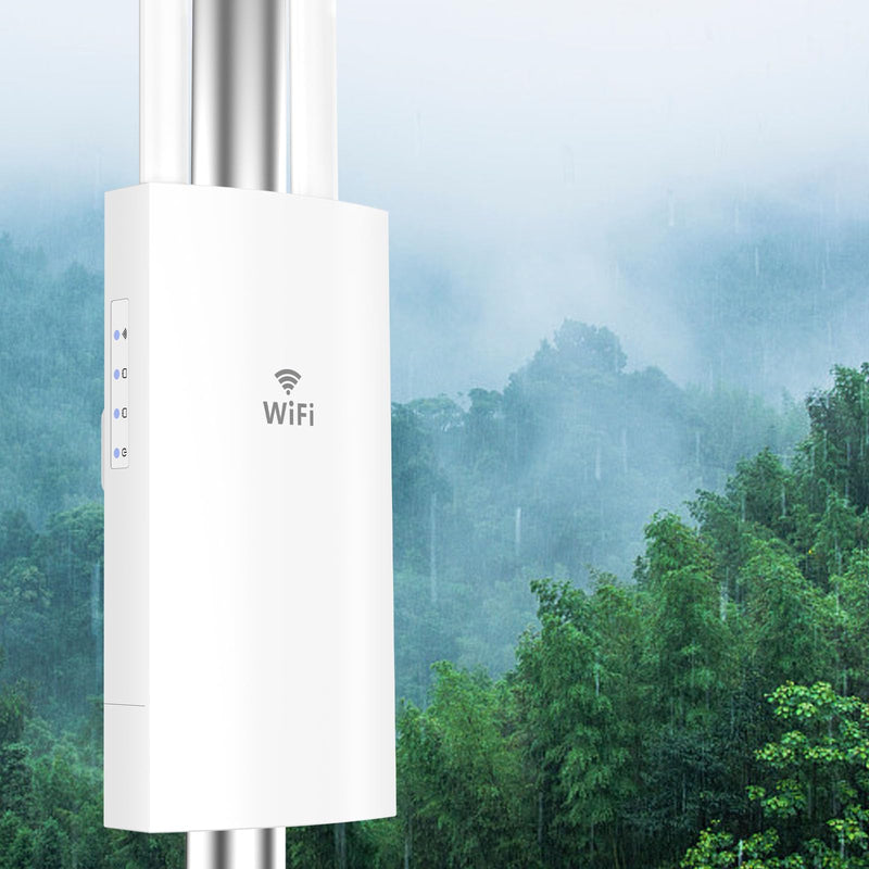 AC1200 Outdoor Access Point, IP66 Weatherproof Gigabit WiFi Extender with Long Range 2 * 5 dBi Antennas, Triple-Chip Wireless Repeater, Support Fat/Fit AP, POE Power (NA7202) white