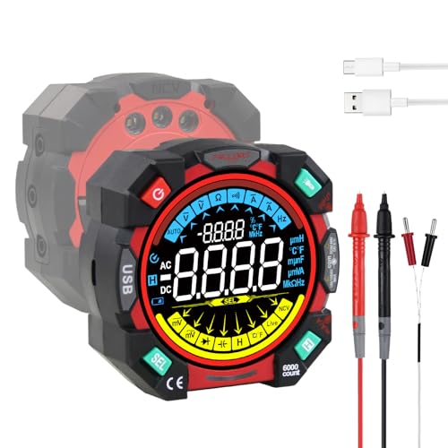 Digital Multimeter Tester 6000 Counts TRMS Auto-Ranging 600V AC/DC Voltage Black